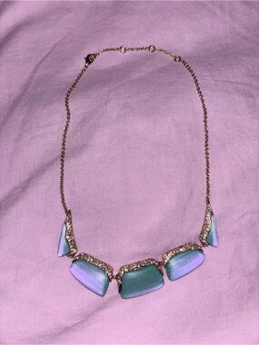 Alexis Bittar Aqua Blue/Purple and Gold Crystal Embellished Necklace